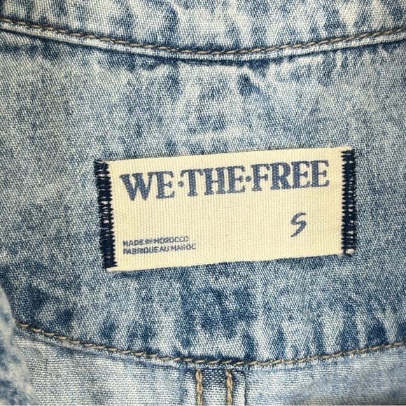 Free People We The Free Womens S Denim Romper Cotton Pockets Snap Buttons Boho - Picture 9 of 14